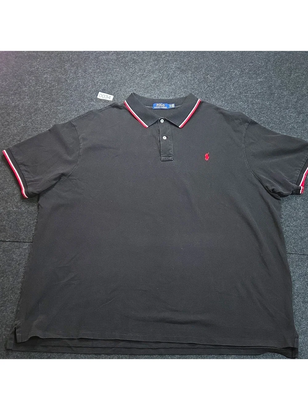Polo Ralph Lauren Men's Polo Shirt 4XL Black Solid Cotton Knit Embroidered